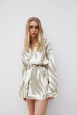 Palm Green Long Sleeve Mini Shirt Adele Dress