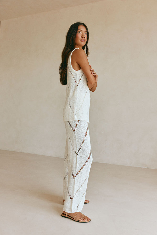 Cream Knit Boxy Ladder Pannel Josiah Top