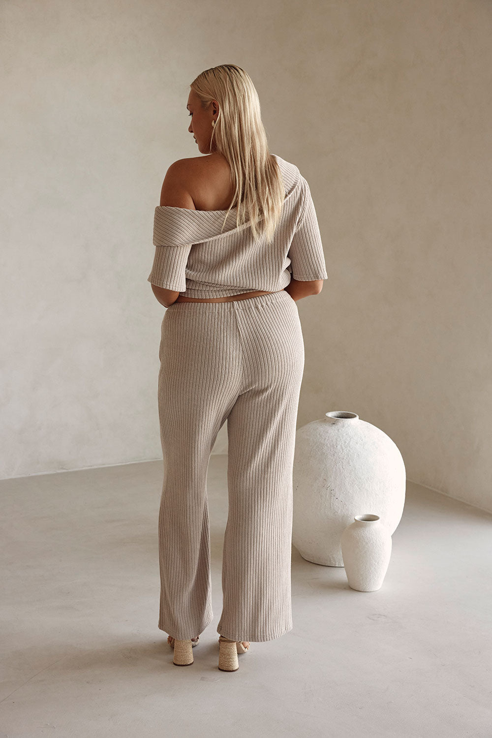 Stone Grey Elastic Drawstring Tarika Pants