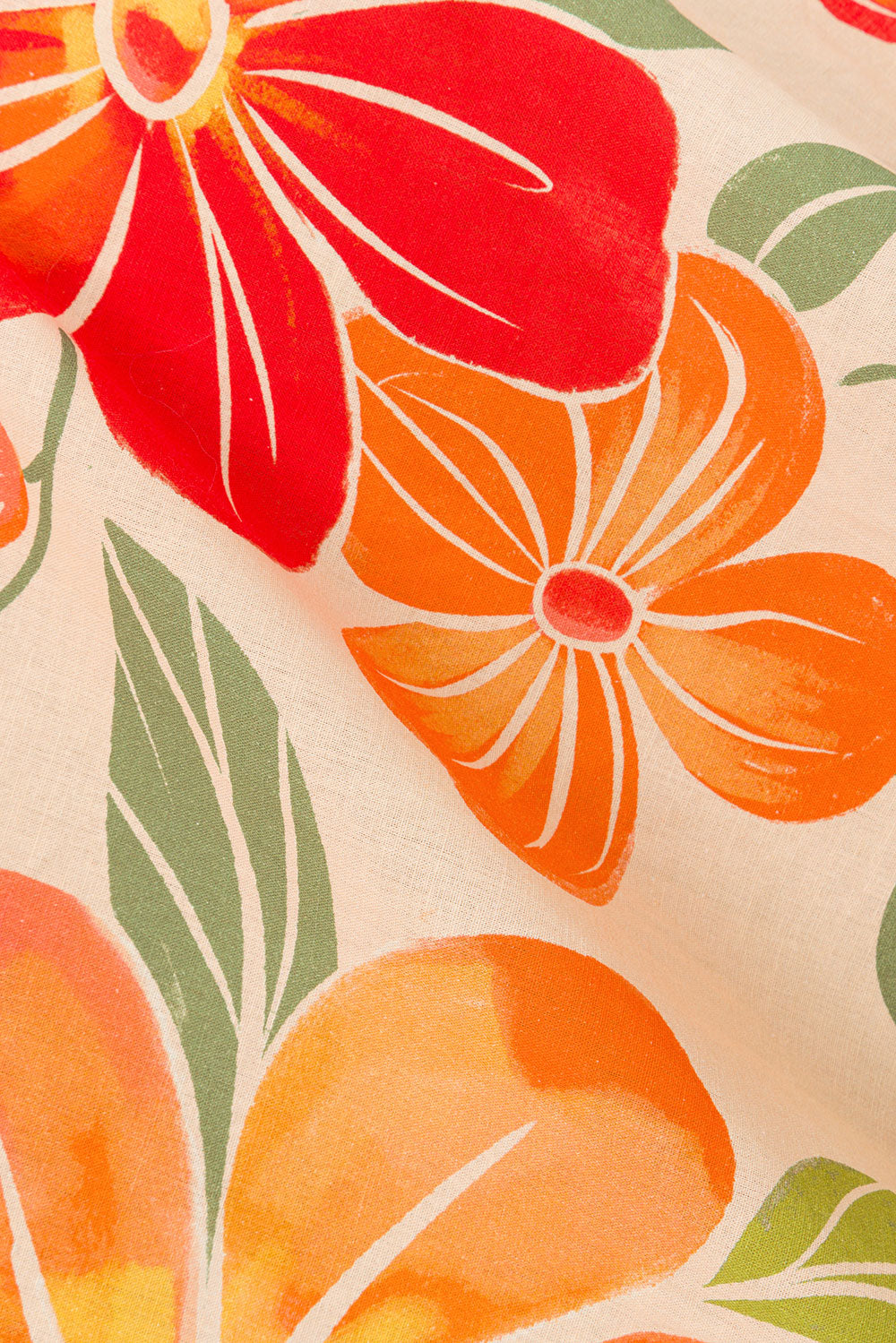 Chey Button Up Collared Top - Petal Scarf,  Pink, White, Orange