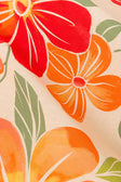 Chey Button Up Collared Top - Petal Scarf,  Pink, White, Orange