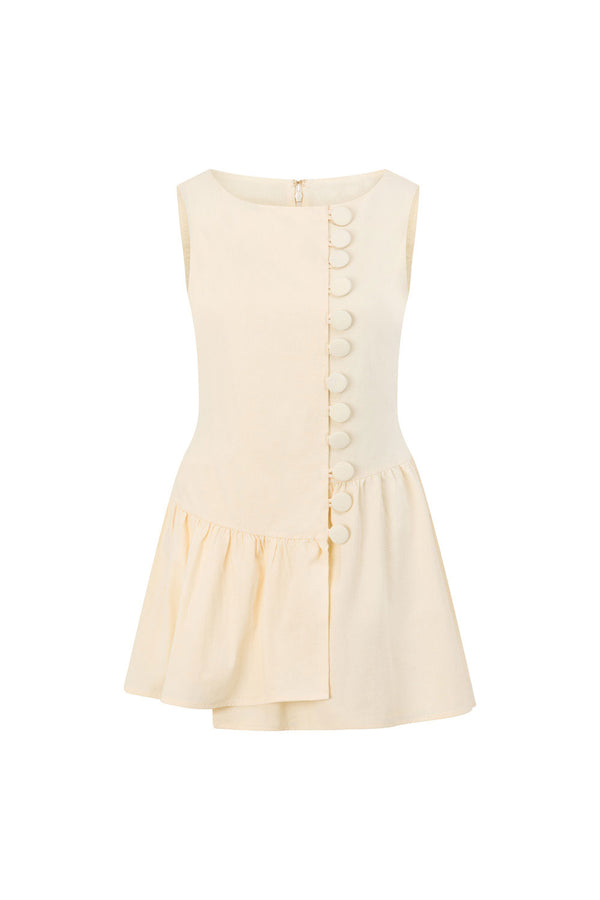 Cream Button-Up Mini Alfresco Dress