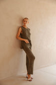 Olive Green Drawstring Louka Pants