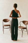 Black High Waist Elastic Drawstring Zen Pants