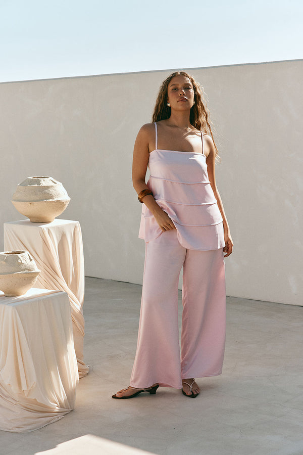 Blush Pink Strappy Panel Tamar Top