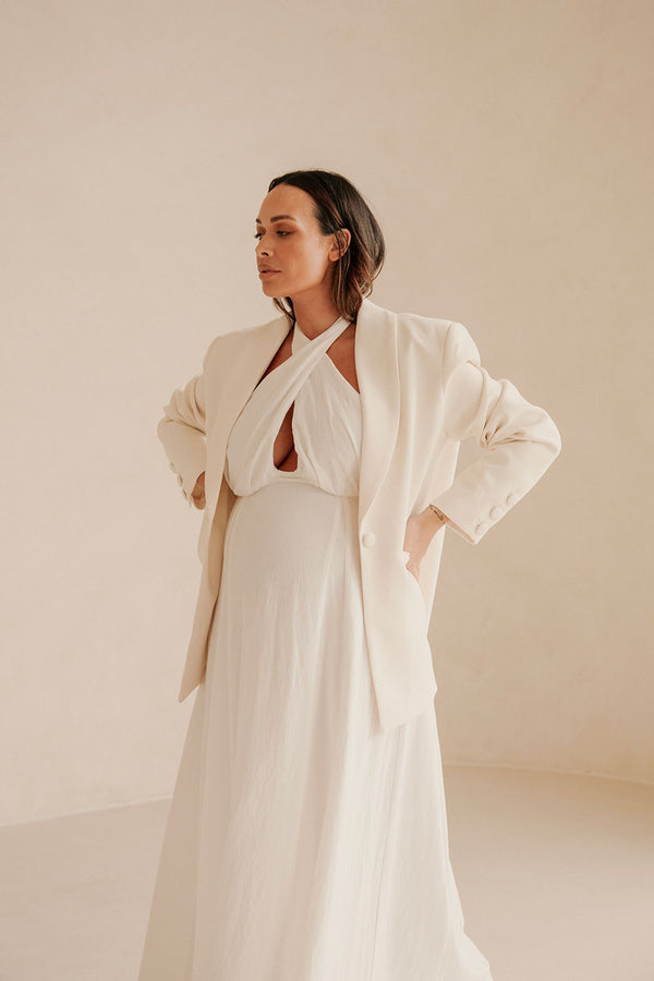 Blakely Long Sleeve Button Up Blazer - Beige