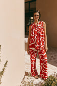 Red Fila Rogue Floral Print Button Up Sleeveless Elena Top