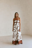 Cream Marbled Mocha Floral Strappy Maxi Addy Dress