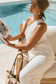 White Ribbed Knit One Shoulder Asymmetric Audri Top