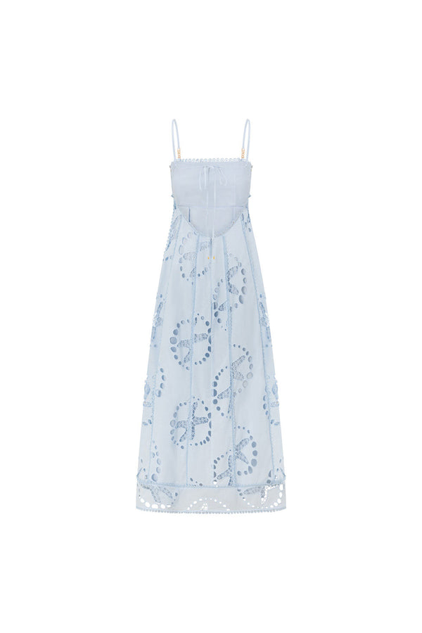 Blue Starfish Broderie Backless Maxi Avere Dress