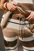 Tan Brown and Cream Stripe Knit Lana Pants