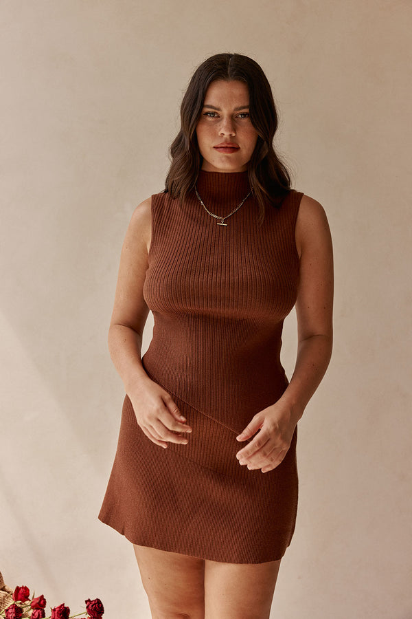 Gingerbread Brown Knit Mini Ellamay Skirt