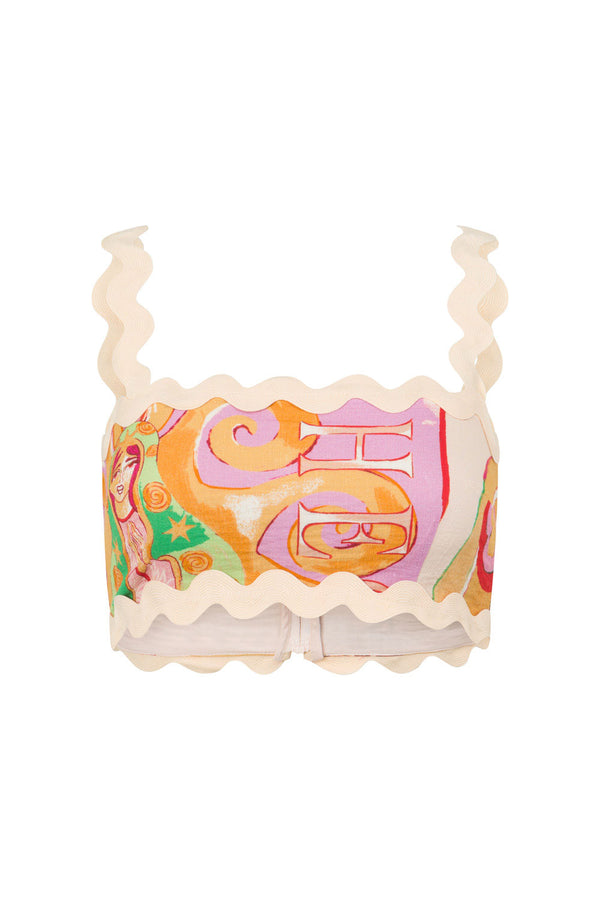Peach Theotokos Ric Rac Detail Kelia Crop Top