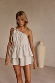 Beige Gingham Elastic Drawstring Charlie Shorts