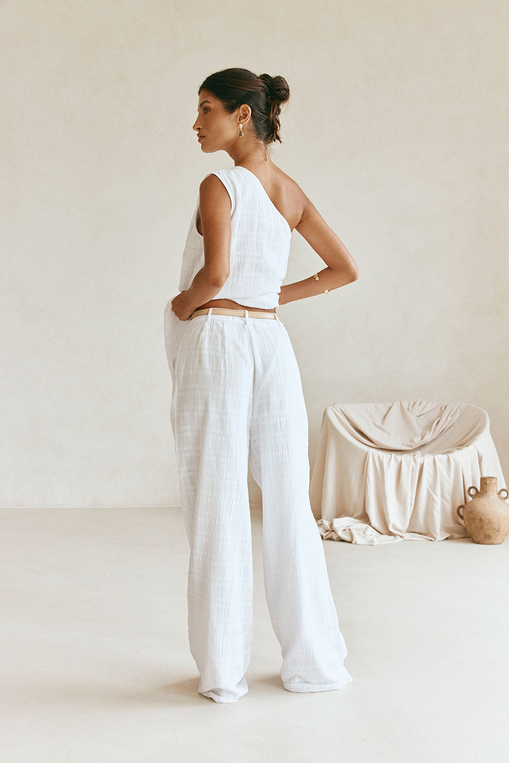 White Plaid High Waist Sofia Pants