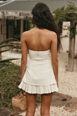 White Strapless Pleated Mini Izel Dress