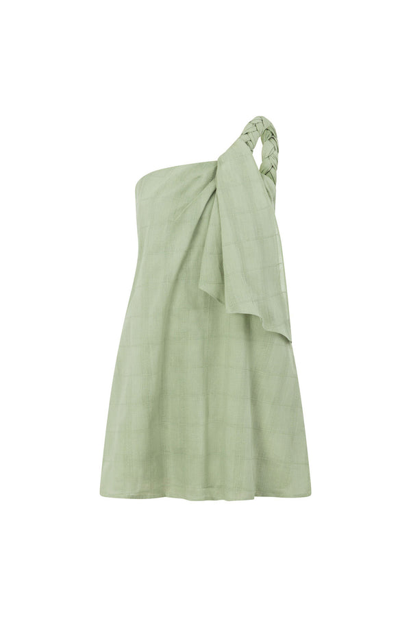 Grazia One Shoulder Mini Dress - Green
