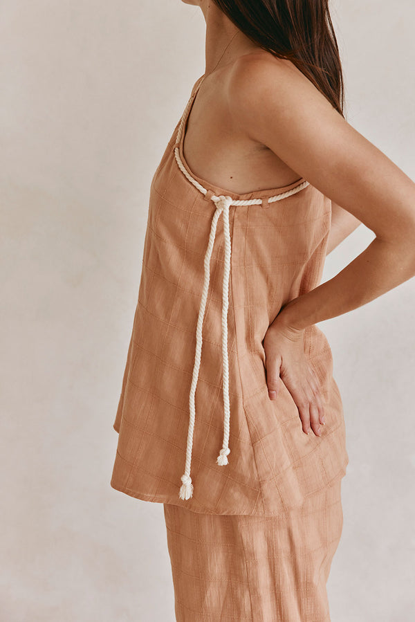 Rust Brown One Shoulder Asymmetric Emmie Top