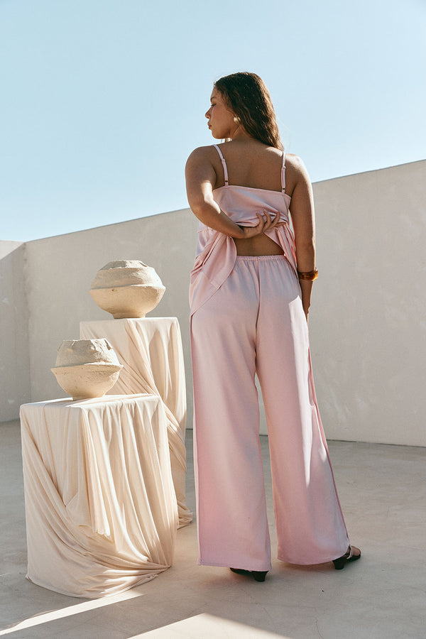 Blush Pink Elastic Drawstring Tamar Pants