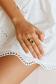 Gold Toned Black Stone Detail Zara Onyx Ring