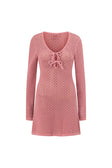 Rose Pink Knit Long Sleeve Mini Nara Dress