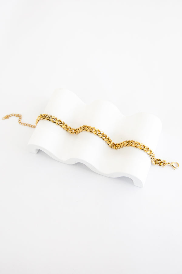 Gold Alloy Chain Bold Link Anklet