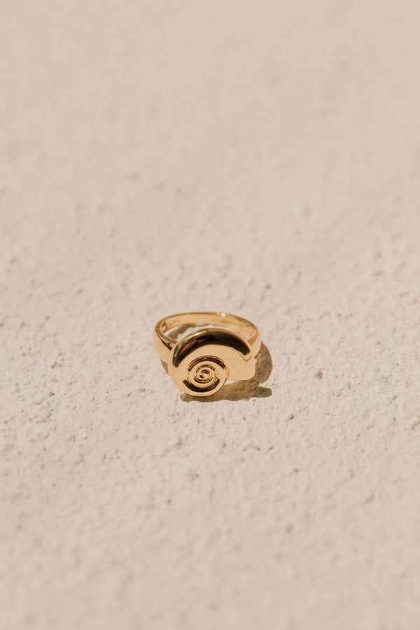 Gold Toned Twirl Shell Ring