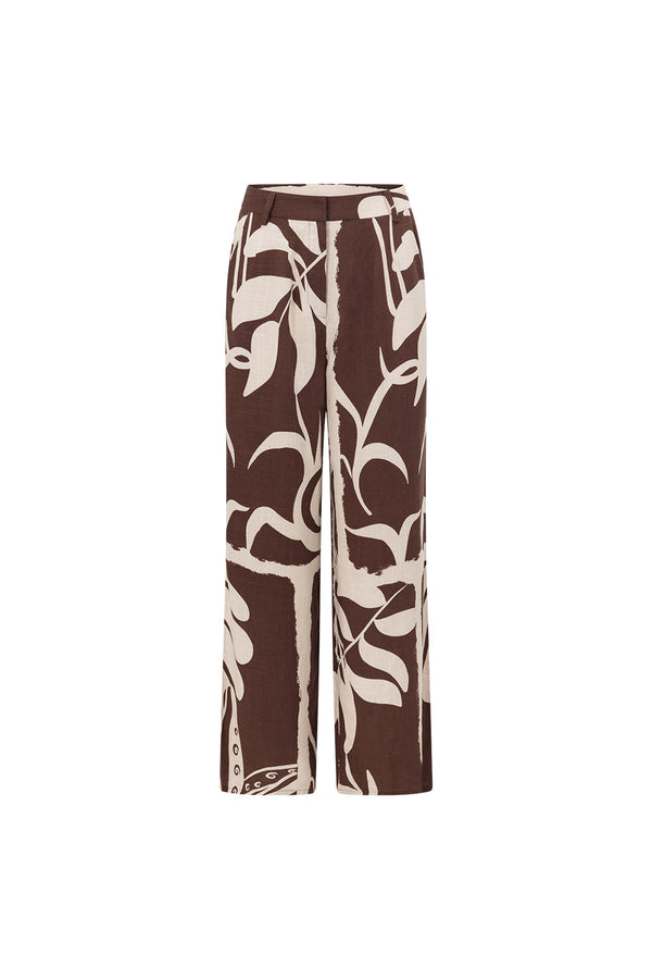 Brown and Cream Painted Tiles Print Presley Pants