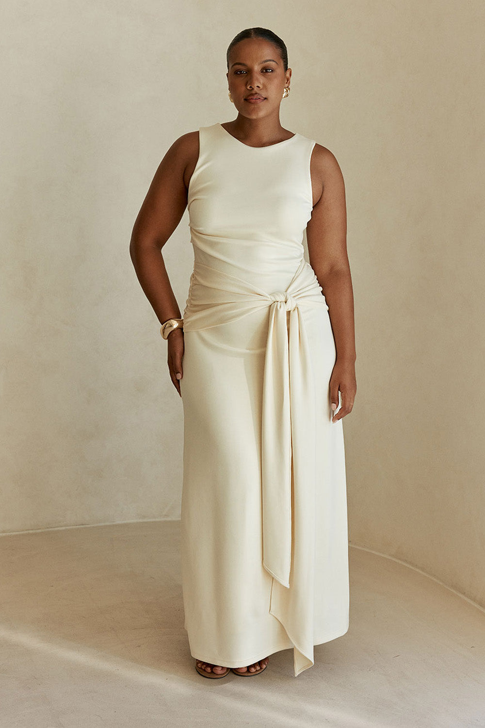 Lemon Sorbet Yellow Waist Tie Maxi Soleia Dress – SABO