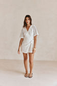 White Short Sleeve Wrap Mini Eliza Dress