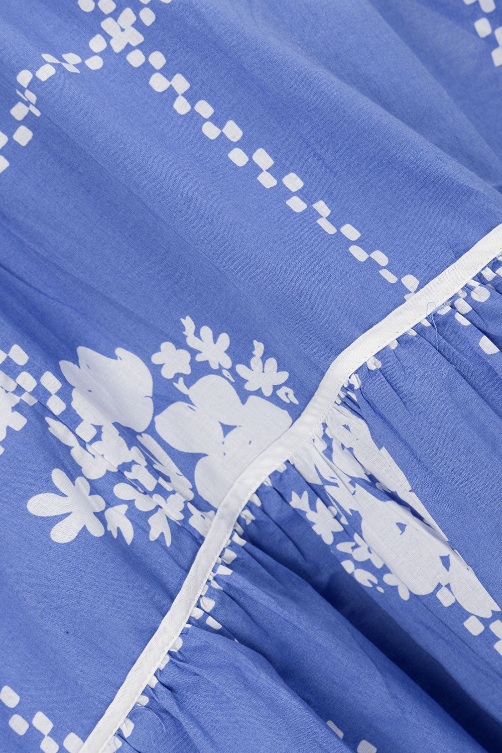 Lili Strapless Cutout Tie Maxi Dress - Postcard, Blue & White Check Flowers