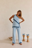 Blue Knit One Shoulder Mirabelle Top