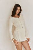 Violette Long Sleeve Button Up Mini Wrap Dress - Beige