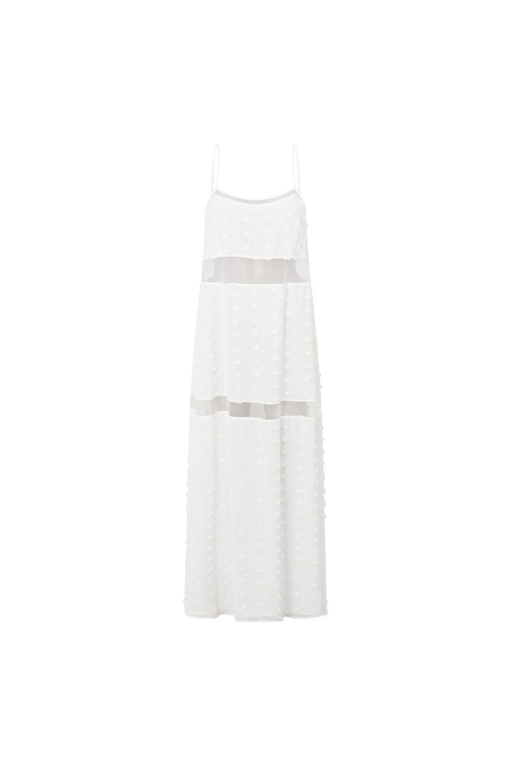 Miliano Adjustable Thin Strap Panelled Maxi Dress - White