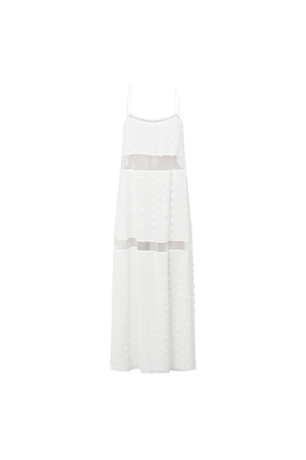 Miliano Adjustable Thin Strap Panelled Maxi Dress - White