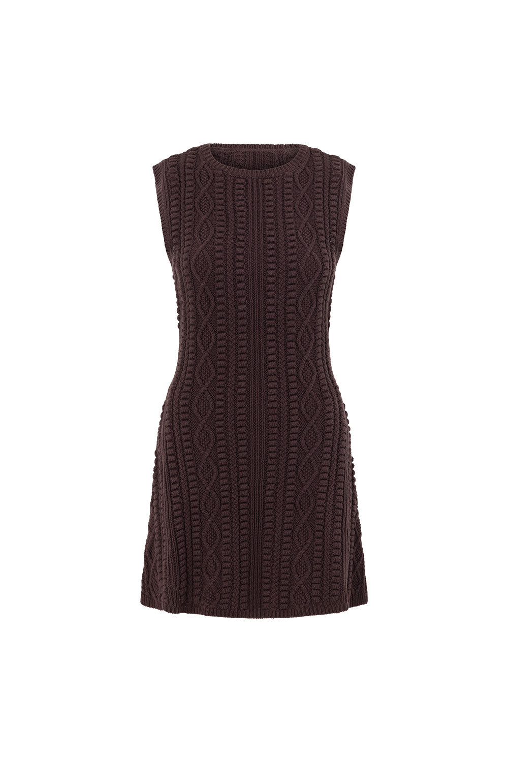 Chocolate Brown Cable Knit Mini Greer Dress SABO Chocolate Brown Cable Knit Mini Greer Dress SABO