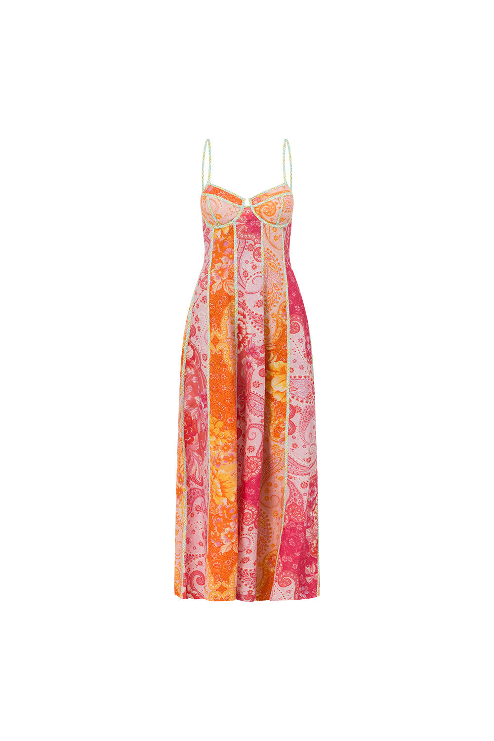 Pink Botanica De Flor Print Maxi Lune Dress