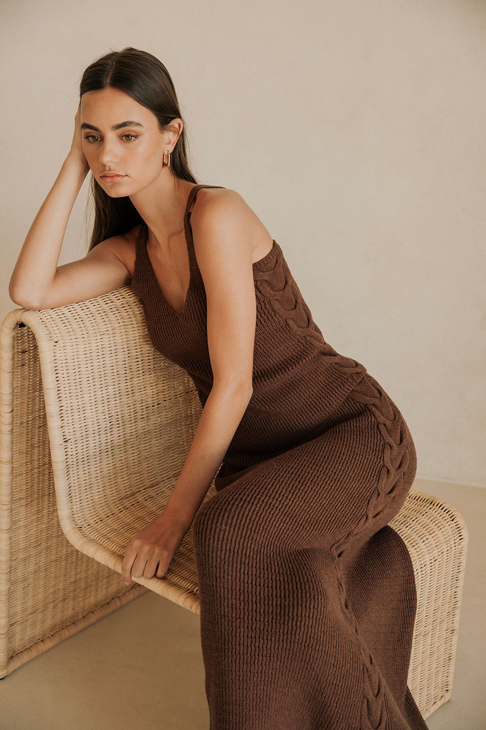 Chocolate Brown High Waist A-Line Maxi Ellarose Skirt