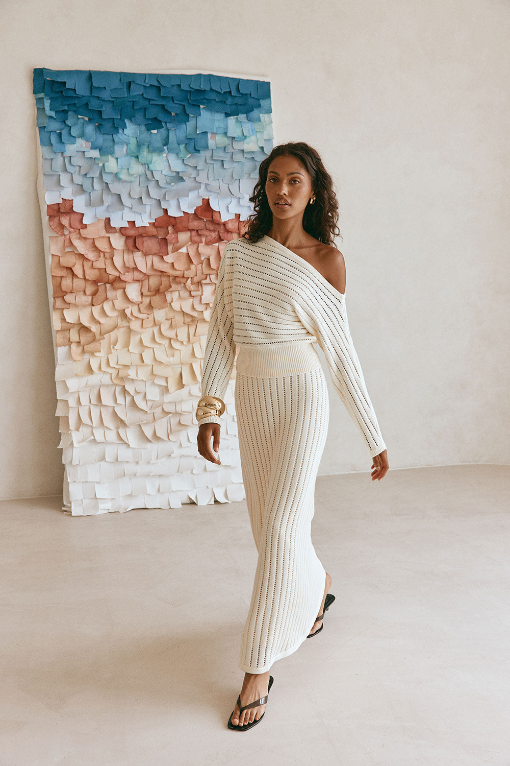 Cream Cotton Pintelle Maxi Zephyr Skirt – SABO