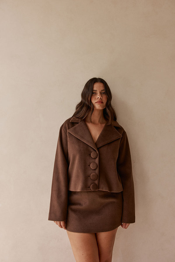 Chocolate Brown Crop Selah Blazer