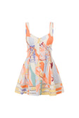 Orange Estivo Dusk Print Lace Up Mini Camille Dress