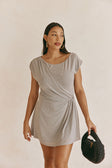 Grey One Shoulder Ruched Mini Dally Dress