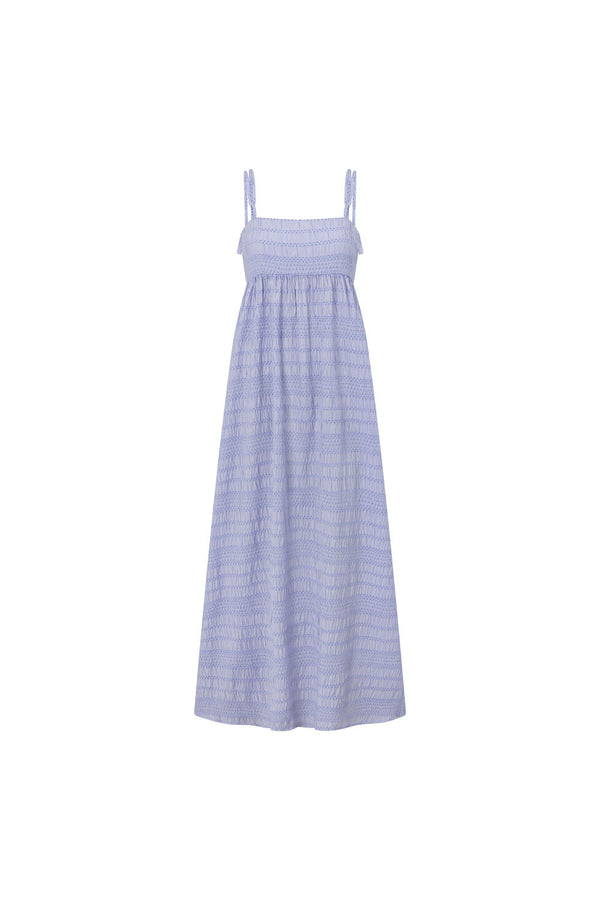 Blue Strappy Gathered Empire Maxi Cataleya Dress