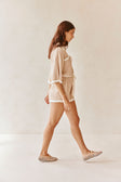 Tan Collar V Neck Tie Sammi Playsuit