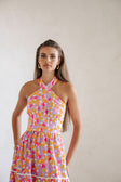 True Halterneck Maxi Dress -  Dulcie Daisy Purple Orange Pink Floral