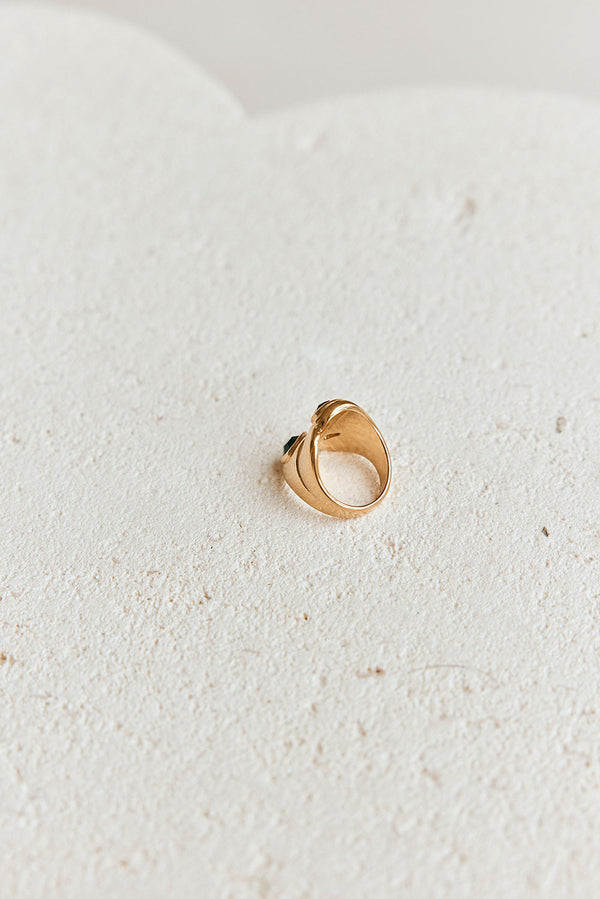 Gold Toned Black Stone Detail Zara Onyx Ring