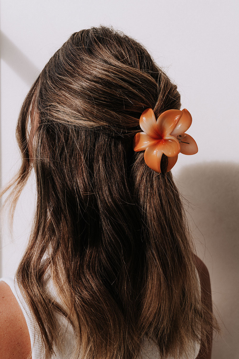 Orange Flower Frangipani Claw Clip