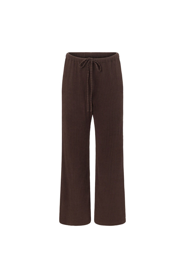 Chocolate Brown Elastic Front Tie Tarika Pants