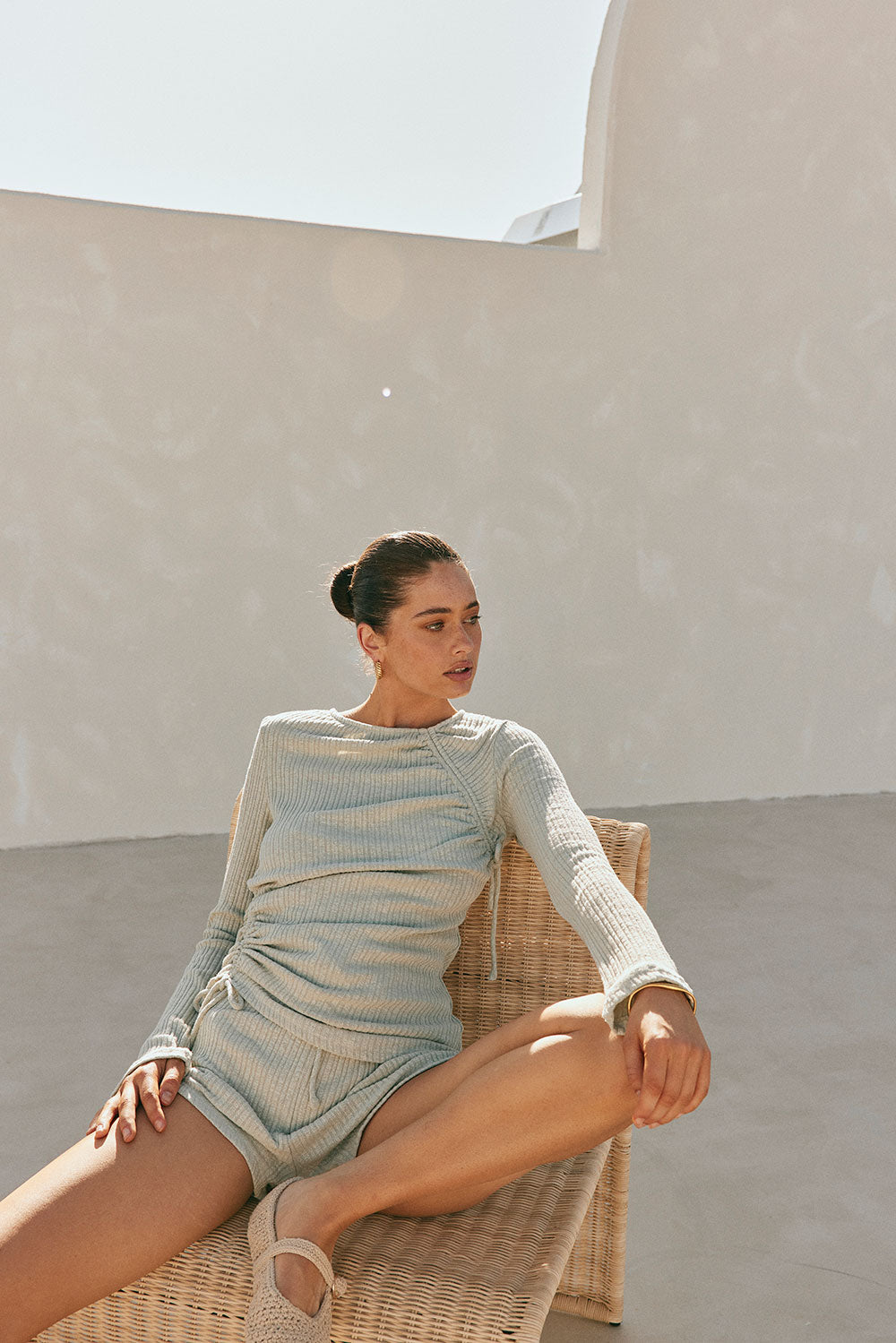 Green High Waist Elastic Drawstring Zahlia Shorts