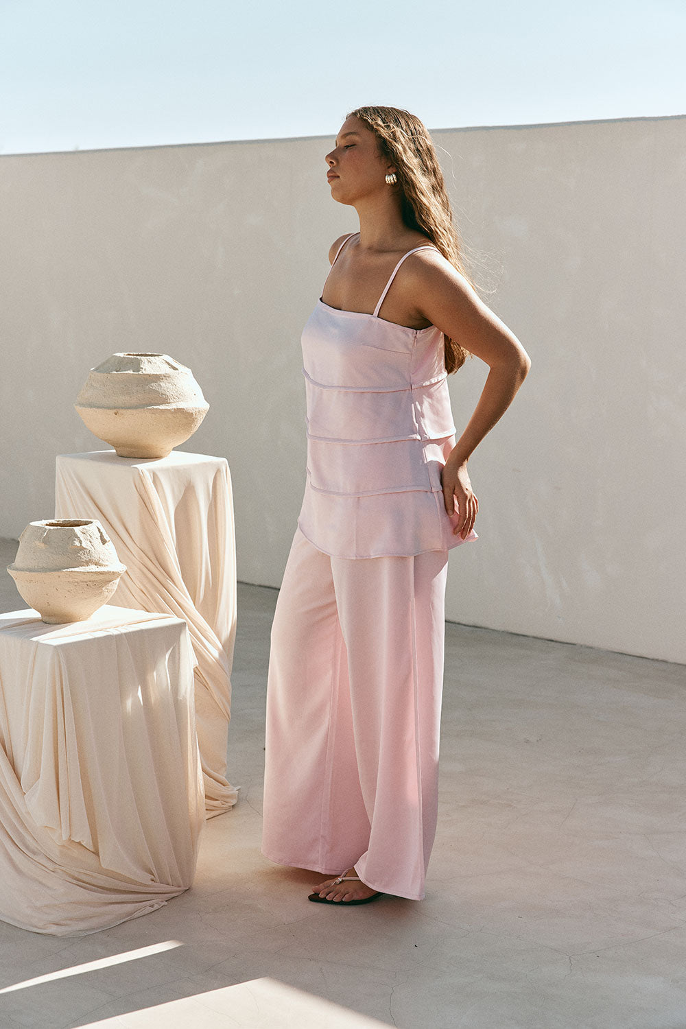 Blush Pink Strappy Panel Tamar Top